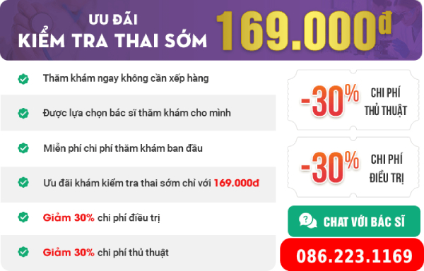ưu đãi gói khám thai sớm 169k