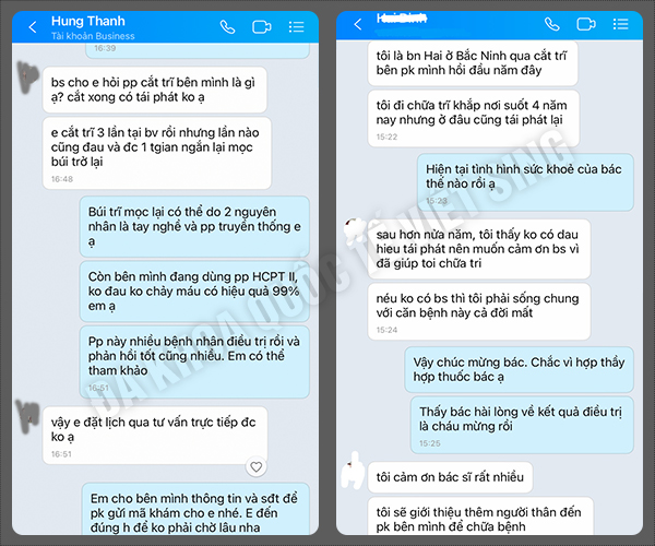 phản hồi của người bệnh
